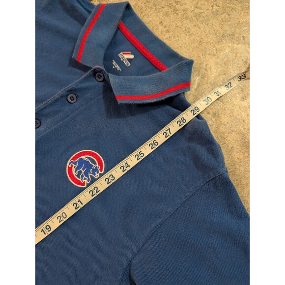Vintage Majestic Chicago Cubs Polo Shirt Men’s Medium Blue Red Trim MLB Cotton - Picture 3 of 13